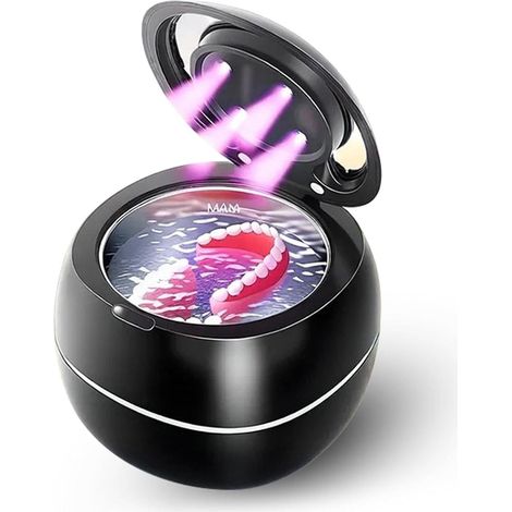 Nettoyeur Ultrasonique - 45 kHz - Pour Prothèses Dentaires Et Appareils Orthodontiques - Réservoir 200 ml - 2 Modes De Nettoyage - Portable - Noir - 1 Pièce (1/5)