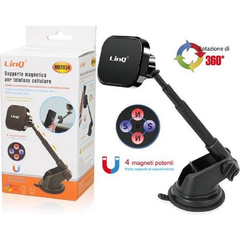 Linq - Supporto Da Auto Universale Per Smartphone A Ventosa Magnetico Girevole Hd2024 - (1/2)