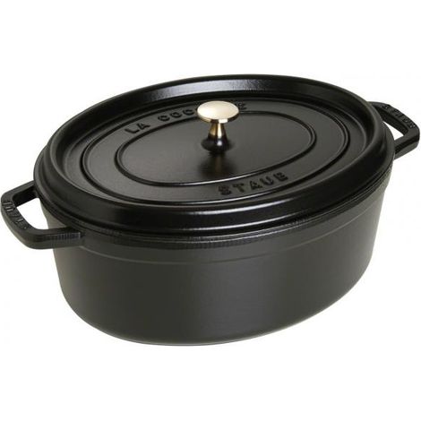 Cocotte rosolatrice ovale Staub in ghisa smaltata 33 cm 6,7 L nero (1/4)