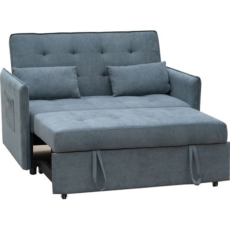 Canapé-lit, canapé de salon avec accoudoirs en tissu coloris gris - Longueur 135 x profondeur 87 x hauteur 96 cm (1/4)