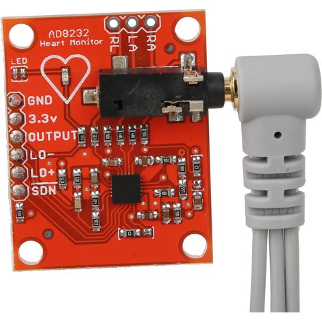 Module ECG AD8232 pour Mesure de Fréquence Cardiaque avec Électrodes et Câbles DC 3.3V (1/5)