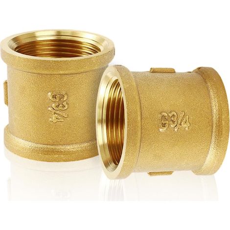 2 pièces manchon en laiton double mamelon 3/4" pouce IG x IG, adaptateur de connecteur à filetage interne, manchon en laiton double manchon3/4" pouce, raccordement à double manchon po (3/4") (1/5)