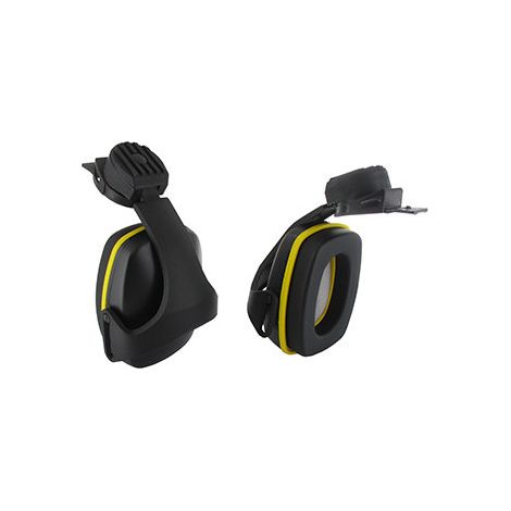 Gehörschutz mit Ersatzbügel aus Kunststoff für unsere Helme 9102360 und 9102370. Schutzstufe: 26 dB.