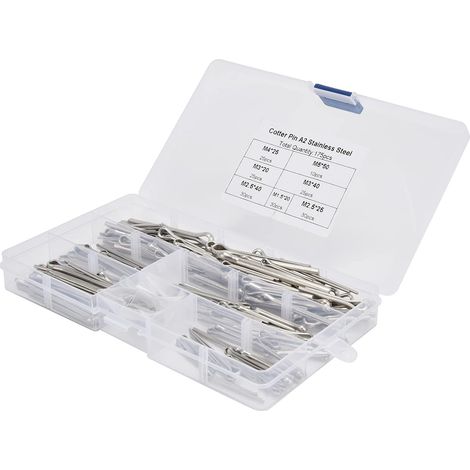 Kit d'assortiment à Broches COTTER, épingles Divisées en Acier Inoxydable PINS COTTER 175PCS COTTER PIN DE CLAPE METAL FINETER (1/5)