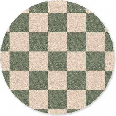 PAILLASSON Impression échiquier - Vert - Beige - Blocs 120x120 cm (1/3)