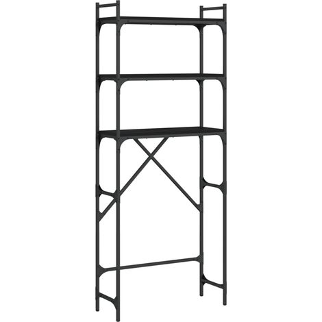 Étagères de rangement,Étagère de lave-linge noir 67x25x163 cm bois d'ingénierie CFW23742 (1/5)