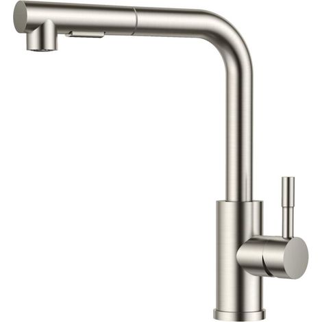 Robinet Cuisine Douchette avec 2 Modes de Pulvérisation, Mitigeur Cuisine avec Douchette Extractible Rotatif à 360° Froid & Chaud Disponible, Acier Inoxydable (1/4)
