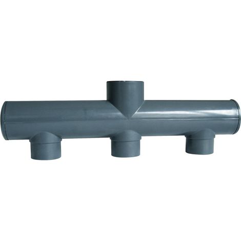Fitt – Collecteur nourrice d'aspiration 3 entrées/1 sortie PVC Ø 63/50 mm – Résistant à 16 bars – Livré avec 2 bouchons d'extrémité