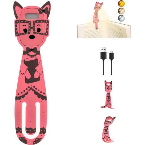 Liseuse LED Rechargeable - 1 Pièce - Silicone Souple - Lumière Réglable - Lecture Lit et Voyage - Rose (1/5)