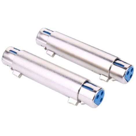 2 pièces XLR 3 Broches Femelle à Femelle câble Adaptateur changeur coupleur pour Microphone Audio etc. (1/5)