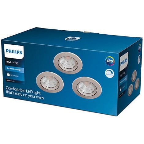 Philips Sparkle Set di 3 Faretti da Incasso (Nichel) Luce Bianco calda - LED (1/2)
