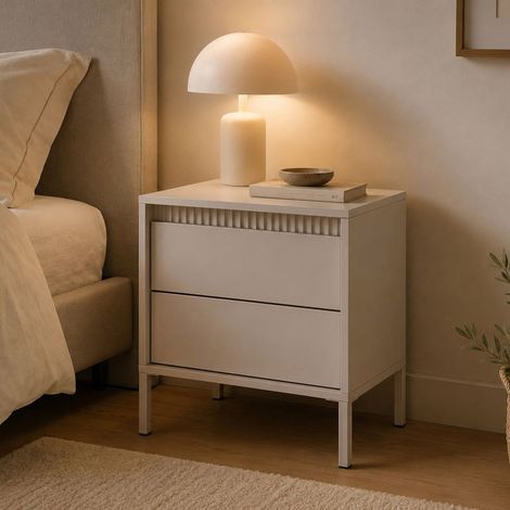 Comodino Gasalisa, 2 cajones, un estante, apertura deslizante, 54x40x56h cm beige (1/5)