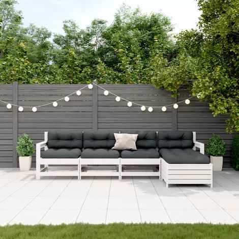 5-tlg. Garten-Lounge-Set mit Kissen Weiß Massivholz Kiefer vidaXL (1/5)
