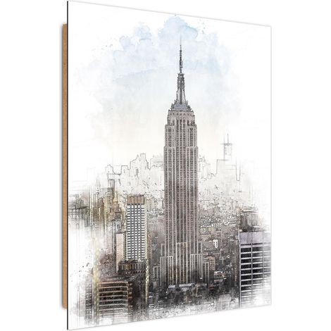 Tableau bois l'empire state building - 50 x 70 cm (1/5)