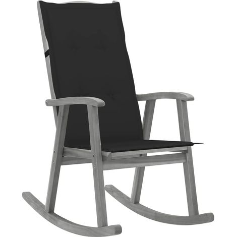 Chaise à bascule avec coussins Gris Bois d'acacia massif
