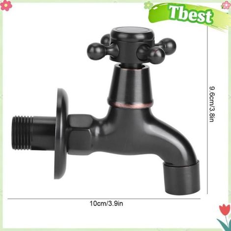 Tbest Robinet froid simple Robinet d'eau de piscine de vadrouille de robinet à outillage cuisine Balai piscine court-noir (1/4)
