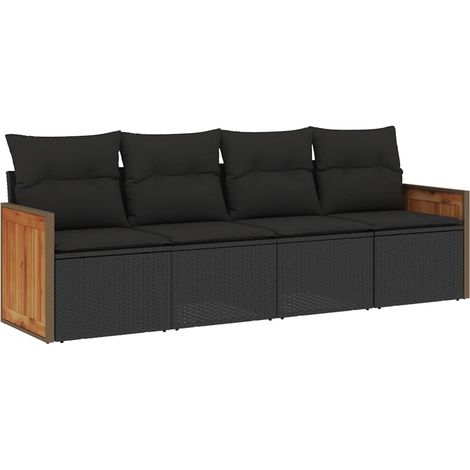 Maison Exclusive - 4-tlg. Garten-Sofagarnitur mit Kissen Schwarz (1/5)