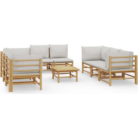 Maison Exclusive - 9-tlg. Garten-Lounge-Set mit Kissen Hellgrau B