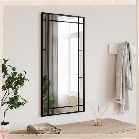 358629 Miroir mural noir 40x80 cm rectangulaire fer (1/5)