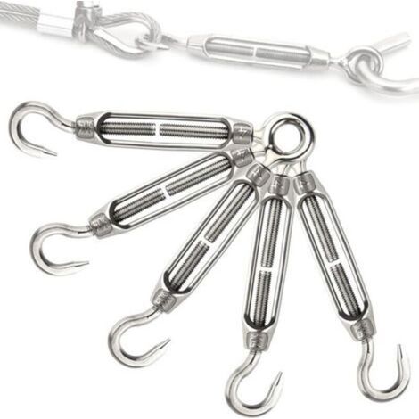 Tendeur De Câble - Acier Inoxydable 304 - Réglable Par Torsion - Pour Corde À Linge Chaîne Auvent - Lot De 5