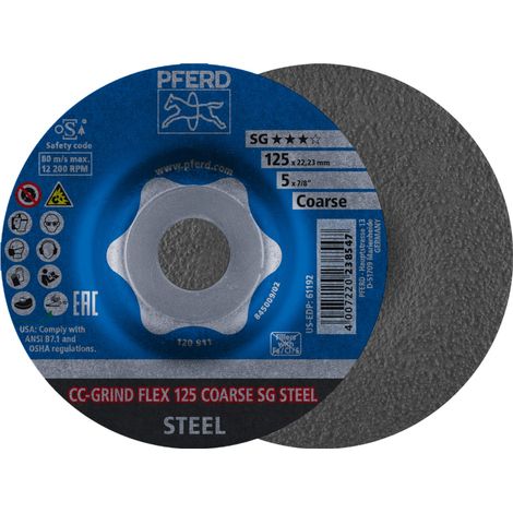 PFERD TOOLS CC-GRIND FLEX Schleifscheibe 125x22,23 mm COARSE Leistungslinie SG STEEL für Stahl 10 Stk (1/5)