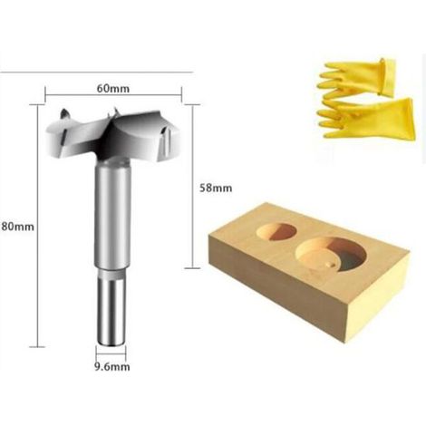 Meche a Bois, Diametre 60/70/80/90mm, Foret Fraise Carbure Pour Faconner Trou Travail du Bois, L'installation de Portes Sphériques Bois, Tiroirs, Plastique, Contreplaqué 4pcs (1/4)