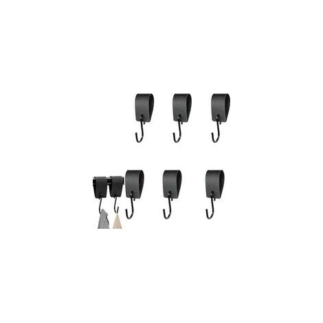 Crochets en S en Crochet, 6Pcs Crochet Suspendre avec Boucle en Cuir en Forme de S Crochets en Métal Crochets Pour Cuisine Salle de Bain Chambre à Coucher,Mini Crochets en S (Noir)