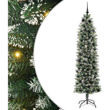 Artificial Slim Christmas Tree Green and white 210 cm vidaXL (1/5)