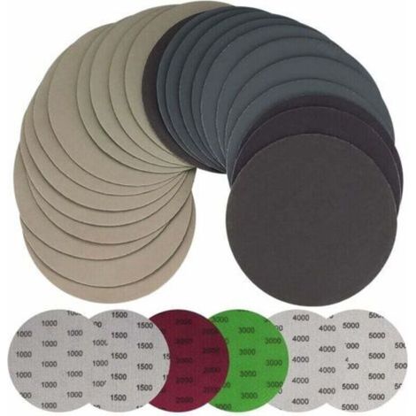 30 Stück 125mm trockenes/nasses Schleifpapier, runde Schleifscheiben, Exzenterschleifer-Pads, Schleifpapierblätter für Metall Holz - Körnung 1000/1500/2000/3000/4000/5000--TRIMEC