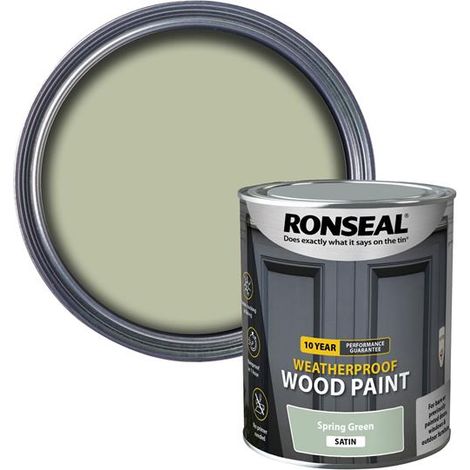 Ronseal 10 Year Weatherproof Wood Paint Spring Green Satin 750ml (1/5)