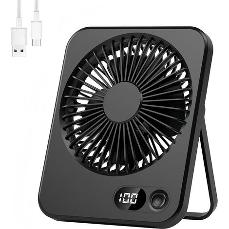 Mini ventilateur USB portable - 5 vitesses, silencieux, rechargeable, pour bureau, table, cuisine ou chambre (1/5)
