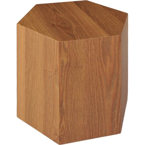 Grande table d'appoint hexagonale décor chêne H. 46 cm - CARAMELLO (1/5)