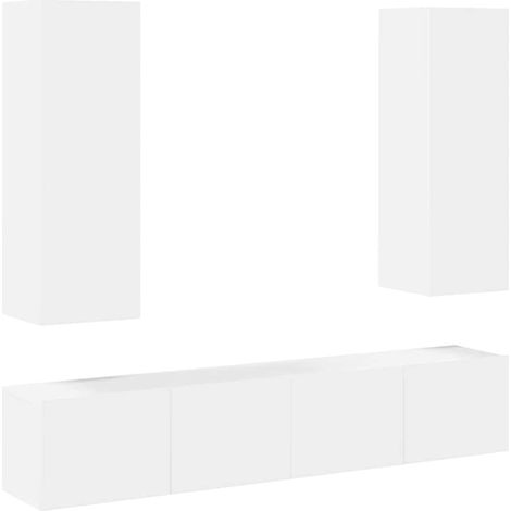 Maison Exclusive - Set Mobili Porta TV 4 pz Bianco in Legno Multistrato (1/5)