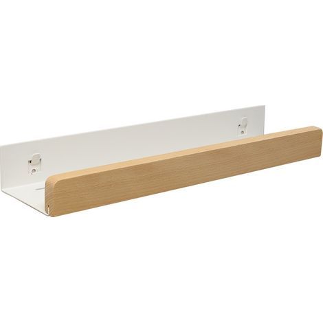 Étagère Salle de Bain en Bois Fixation Murale sans Perçage (Adhesive) 40x13cm