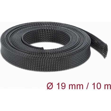 Delock Funda trenzada estirable 10 m x 19 mm, color negro