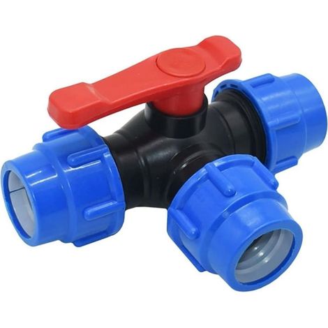 Vanne À Bille D'arrêt,32mm Robinet À Tournant Sphérique À Trois Voies À Connexion Rapide PVC PE Tuyau À Interrupteur Rapide Connecteur en T (Size : 32mm)-AIMOONSA (1/3)