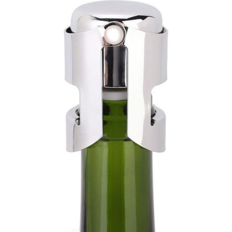 Bouchon à vin - - Acier inoxydable - Silicone - Scellé sous vide - 3,3 x 5,5 cm (1/5)