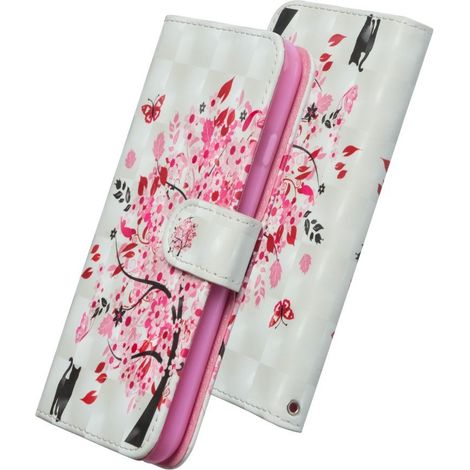 Funda tipo cartera para Xiaomi Redmi 9A, decoración con puntos de luz, gato y árbol. (1/5)