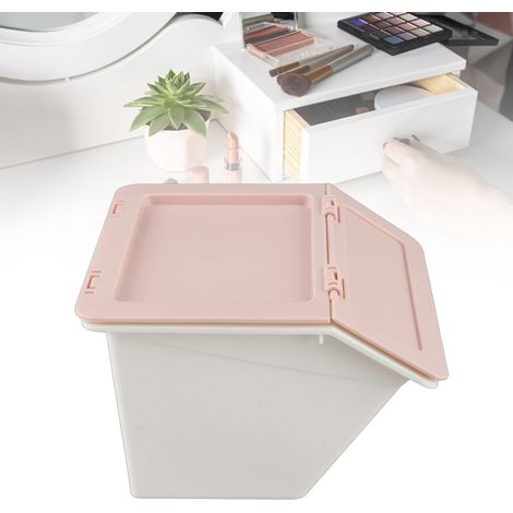 Boîte de rangement miniature plastique flip top stackable pour bureau avec 8x8x6cm design cute pour bijoux accessoires Pink (1/5)