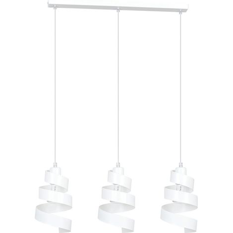 Lampadario Moderno 3 Luci Tristano In Acciaio Bianco Con Fasce A Spirale (1/5)