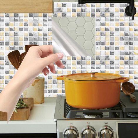 Sticker mural décoratif mosaïque 3D pour cuisine et salle de bain, 5 pièces, 20 x 20 cm, DJ1005 (1/5)