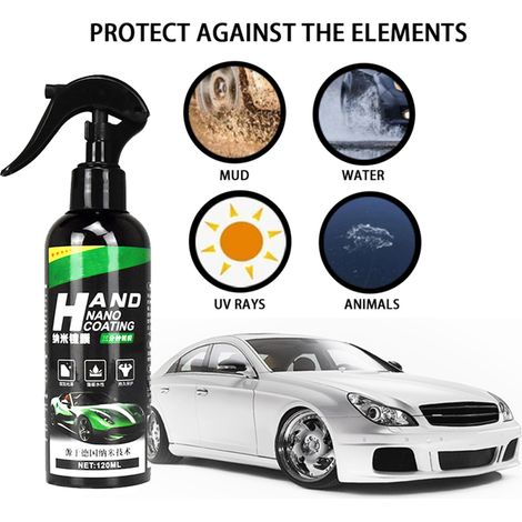 Agent de revêtement hydrophobe liquide à base de cristaux nano-verre plaqués cristal pour voiture (120 ml). (1/4)
