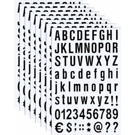 Set di 8 fogli di lettere numeriche autoadesive in vinile, adesivi per numeri di cassetta postale per insegne, finestre, porte, auto, numero civico (nero, 2,5 cm) (1/4)