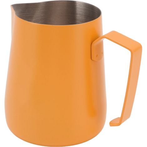 Milchaufschäumkännchen (450 ml) aus Edelstahl 304, orange Farbe, ideal für Cafés und den Gebrauch zu Hause. (1/5)
