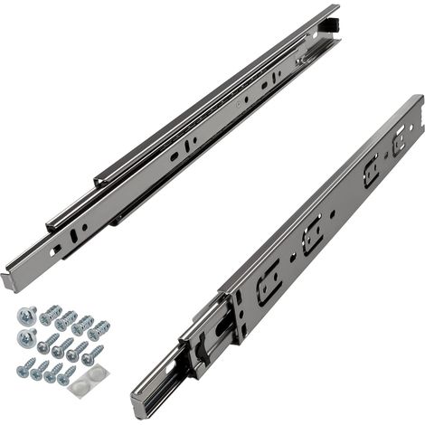 4 paires de Coulisse à sortie totale KV-25-H35-L500-NF-MS 500 mm Version standard, charge admissible 25 kg, glissière de tiroir avec kit de visserie (1/5)