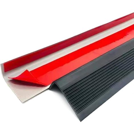 Nez de Marche Profilé de Marches d'Escalier Autoadhésif Cornière d'Escalier Angles Antidérapant Escaliers Vinyle Bordure d'Escalier Caoutchouc PVC(5x2.5cm, Noir) (1/5)