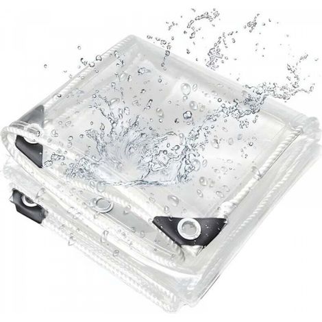 Bâche Transparente Imperméable, Résistant à la Déchirure Bâche de Protection Étanche, Résistant à poussière avec Cordon(1.2x3m) (1/5)