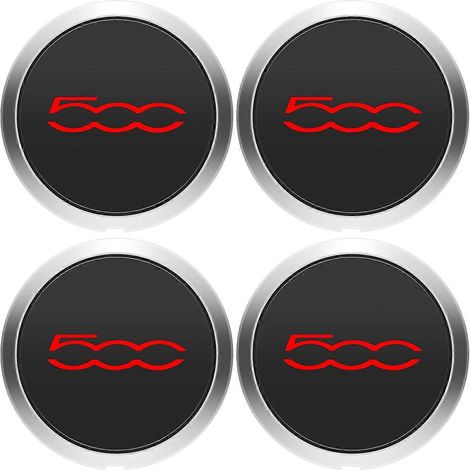 Lot de 4 enjoliveurs de 133 mm pour jantes 500, rouges. (1/4)