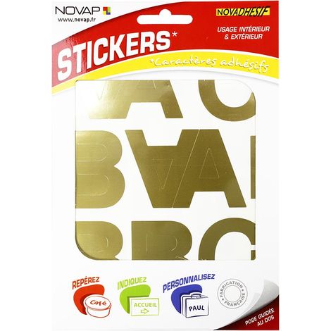 Lettres autocollantes 50mm Or NOVADHESIFS - 4371160