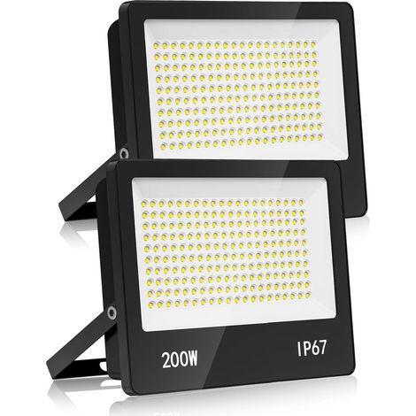 2 Projecteur LED 200W, 20000LM Blanc Froid 6500K, IP67 Imperméable, Éclairage Jardin Garage
